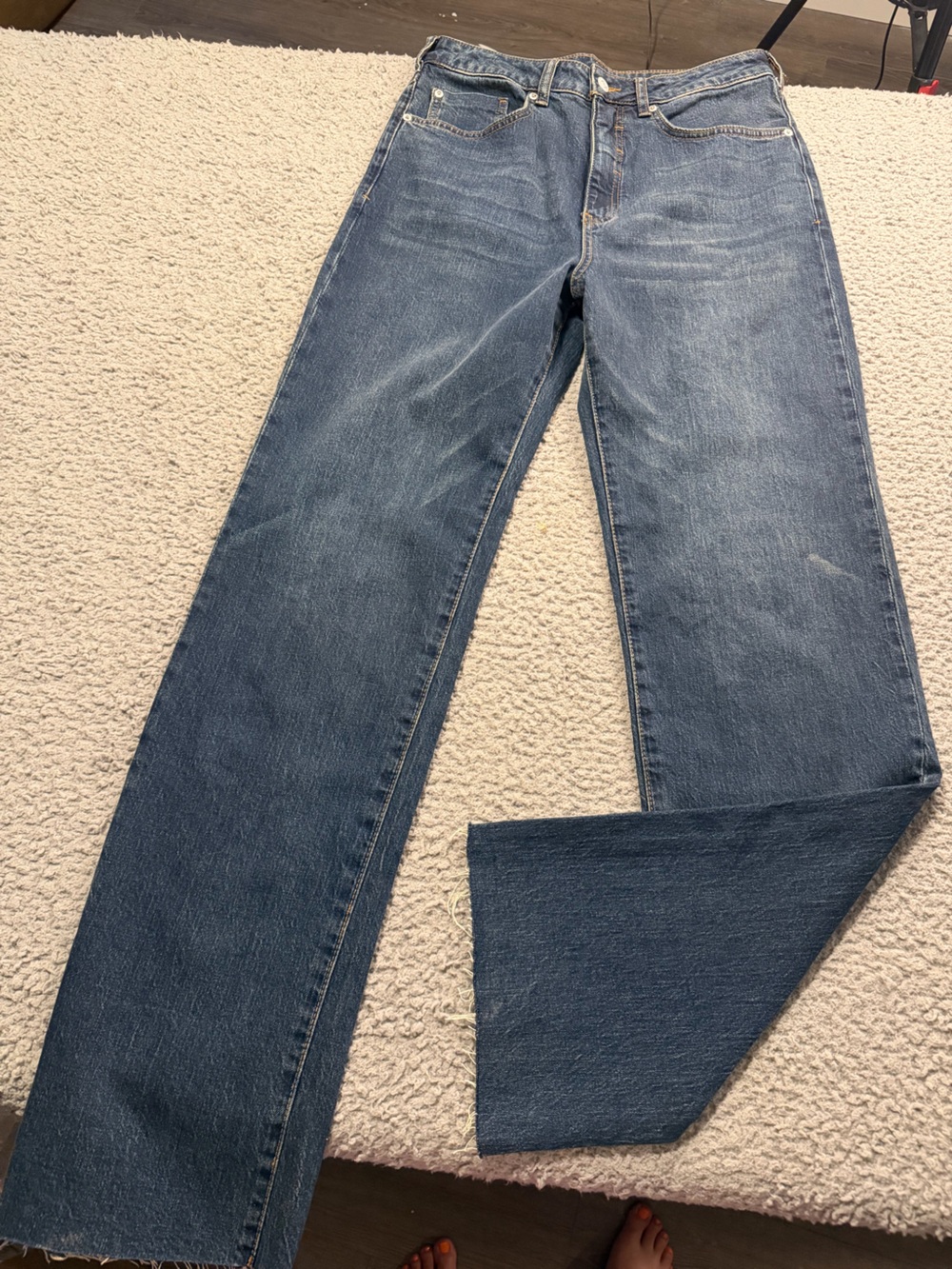Pilcro Two-Tone Blue Denim Jeans with Tan Label